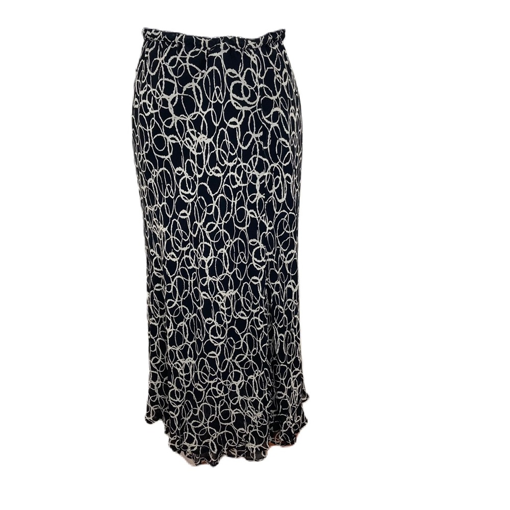 VTG Y2k Style & Co Women's Black and white Maxi Skirt Swirl circles Size 14